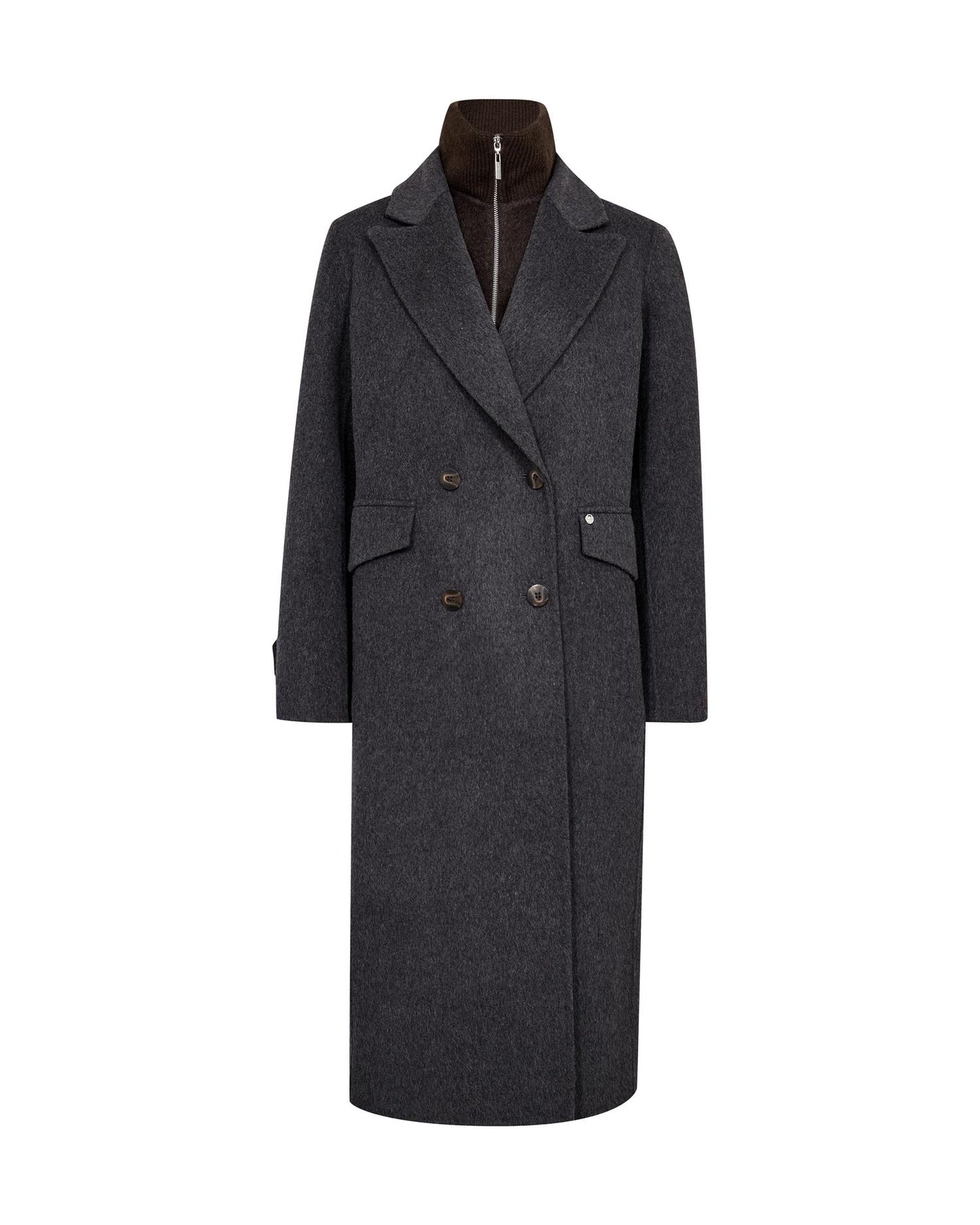 Mos Mosh Alva Loisa Mock Neck Coat Antracite