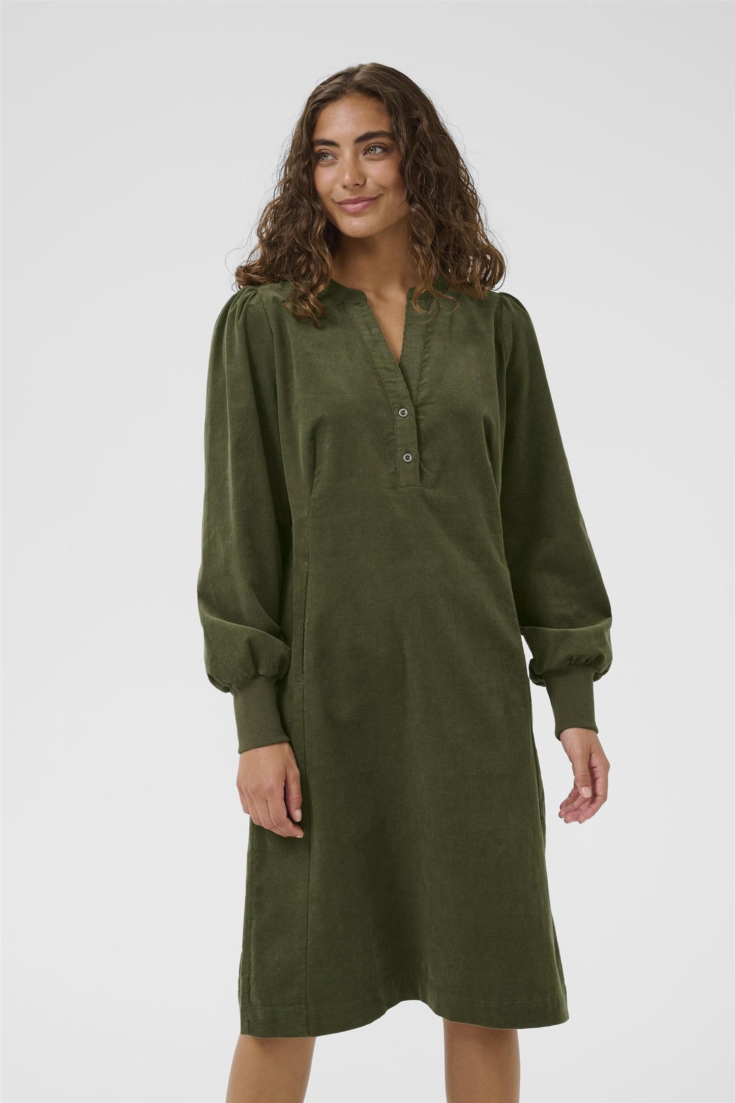 Culture Ula Rhaena LS Dress Burnt Olive