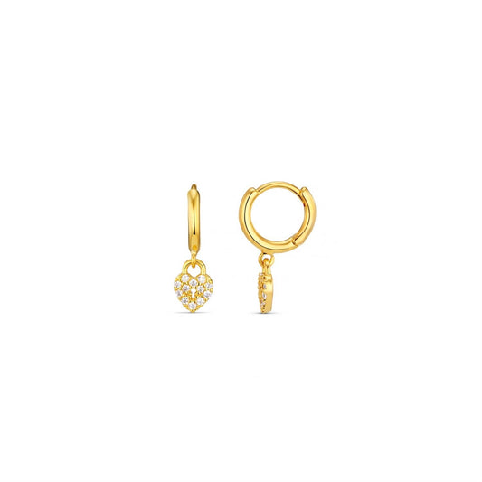 Orelia Pave Heart Micro Hoops Gold