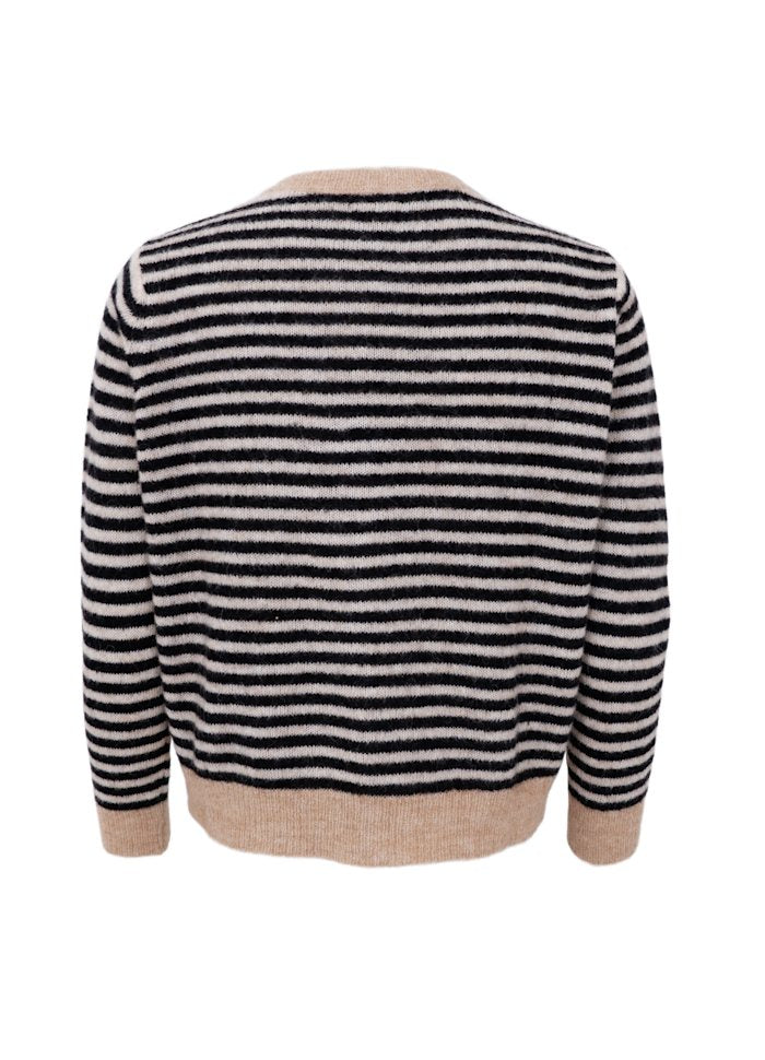 Black Colour Dell Striped Knit Cardigan Black