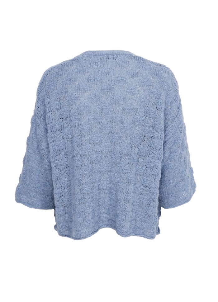 Black Colour Harris Knit Cardigan Soft Blue