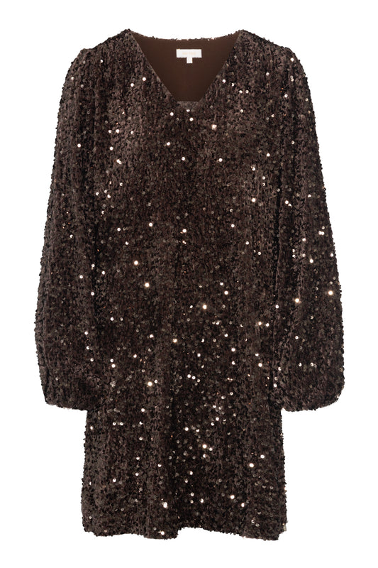 Rah Oslo Sequin Dress V-Neck Nougat