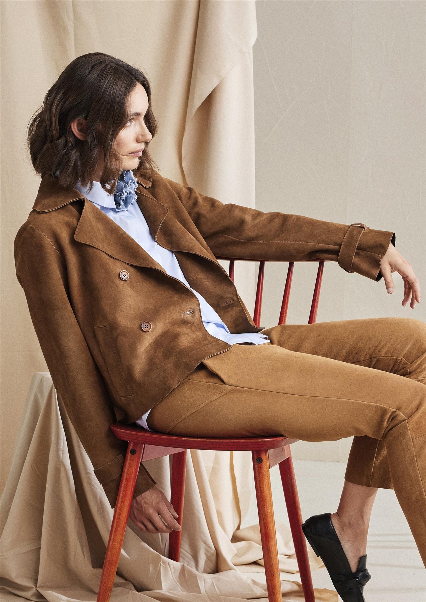 Notyz Suede Short Trenchcoat Chocolate Brown