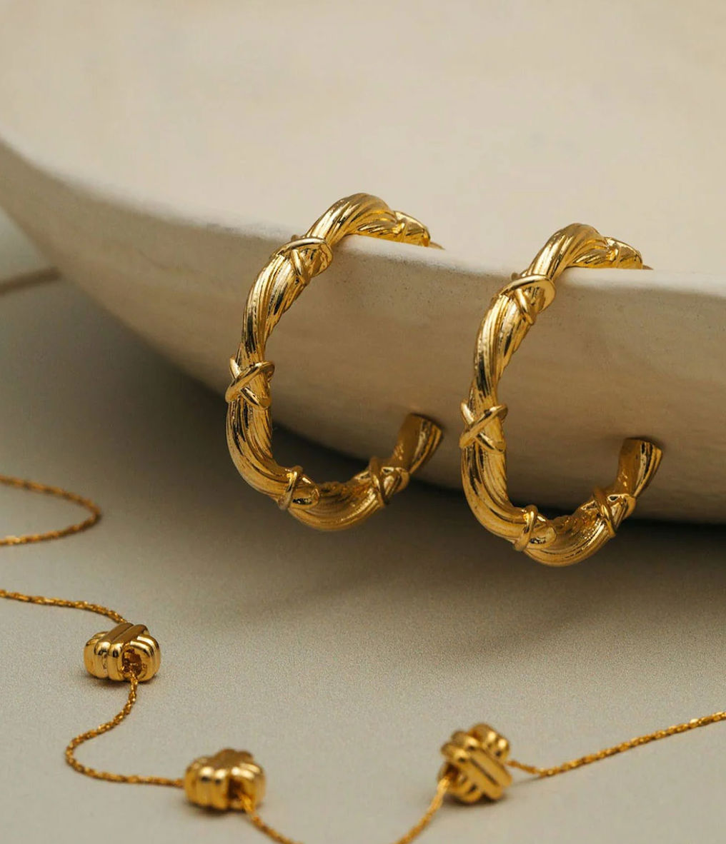 Orelia Woven Twist Hoop