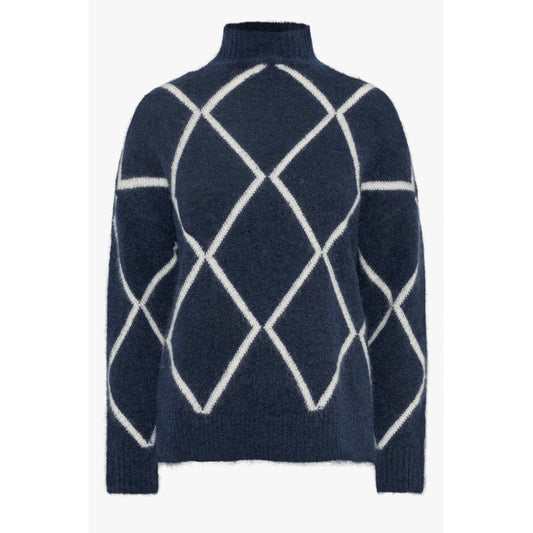 Rah Oslo Elly Check Sweater Navy