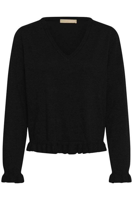 Culture Clare Annemarie Frill V-neck Black