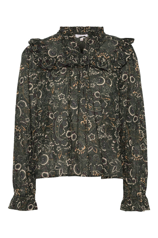 Rah Oslo Malina Blouse Army Print