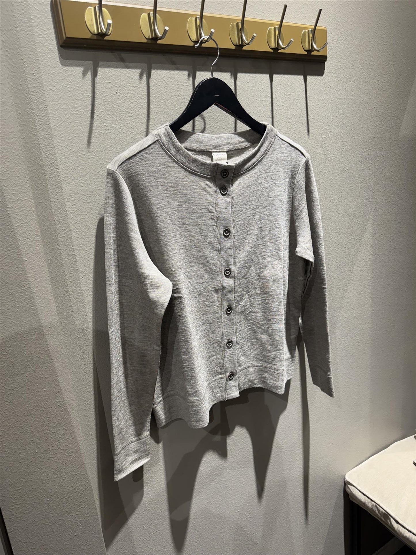 By Basics Box Cardigan R-Neck Elephant Melange