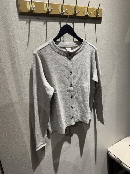 By Basics Box Cardigan R-Neck Elephant Melange
