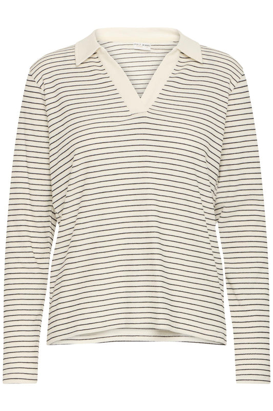 Pulz Rowan LS Tshirt Off White Black