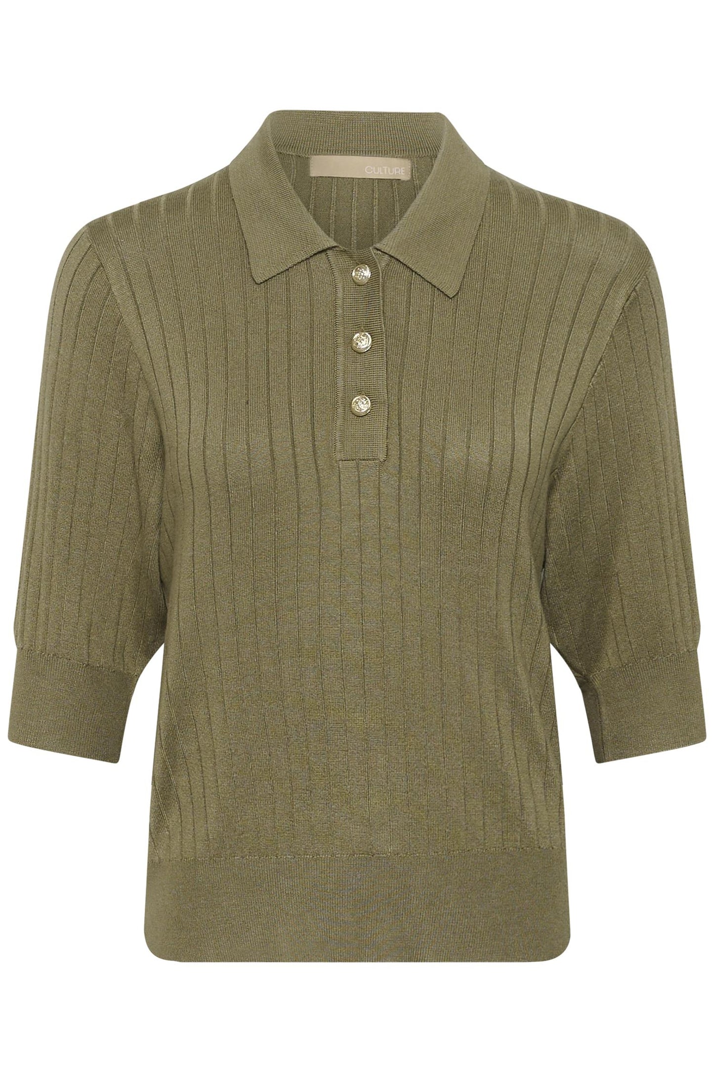 Culture Sophi Annemette SS Polo Dusky Green