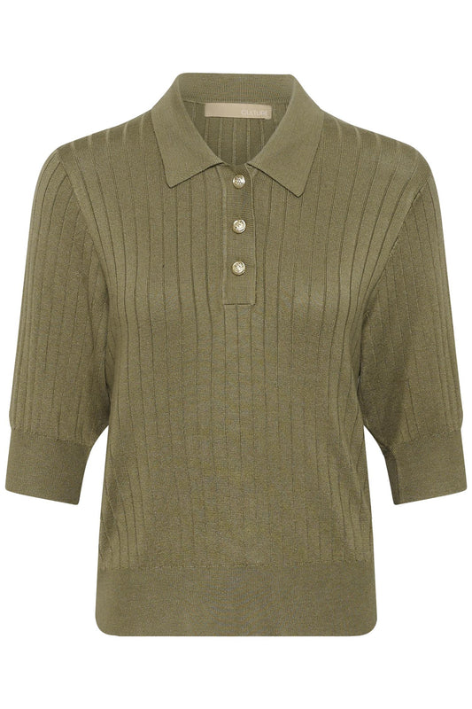 Culture Sophi Annemette SS Polo Dusky Green
