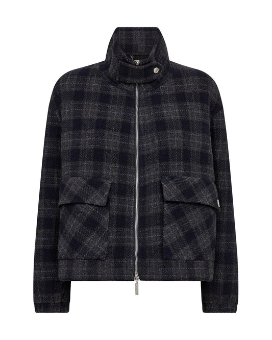 Mos Mosh Camille Check Jacket Salute Navy