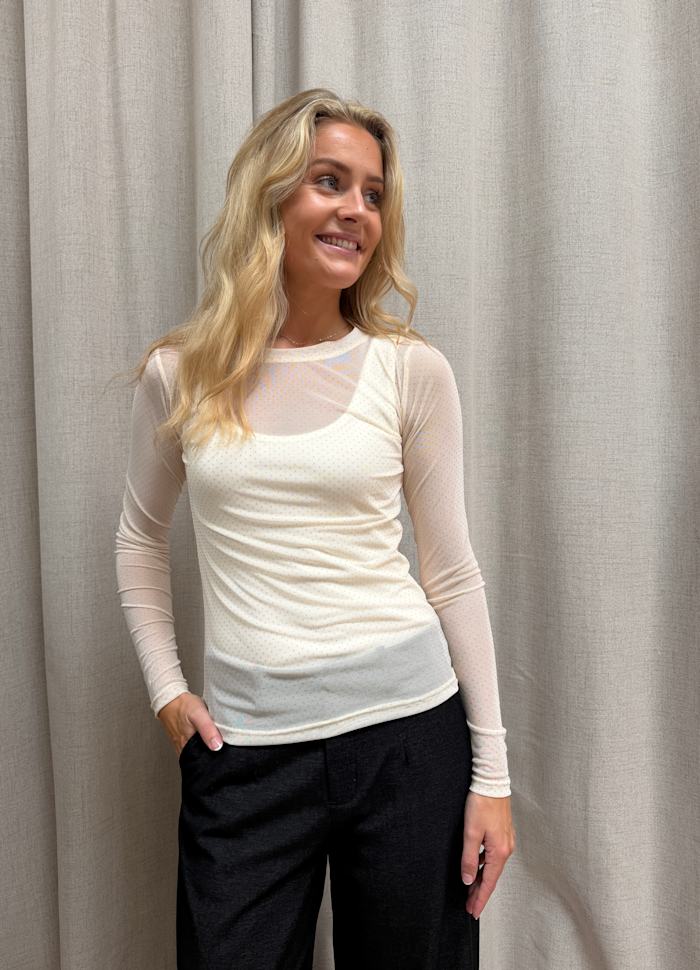 Black Colour Jessie Mesh Blouse Creme