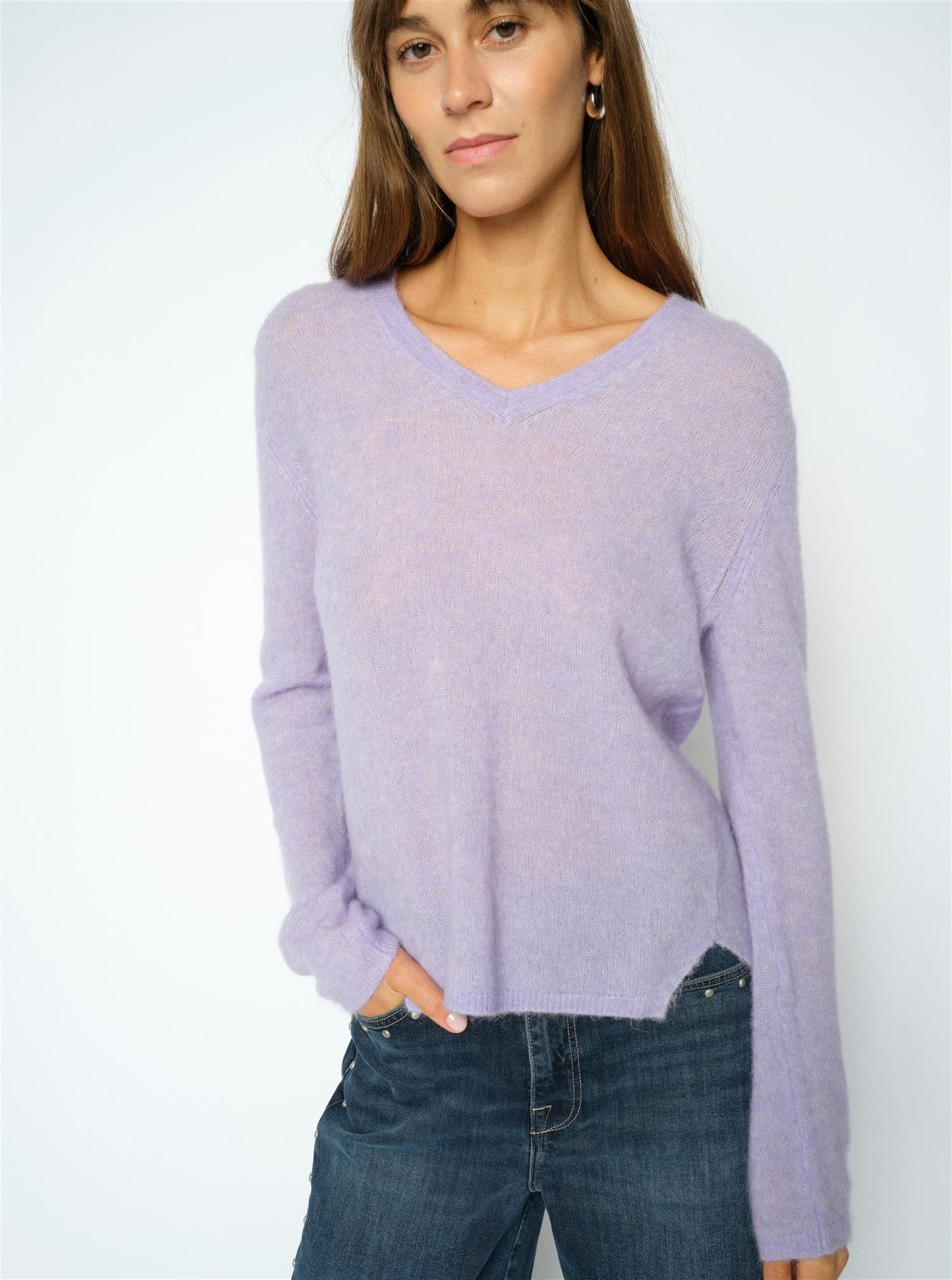 Mos Mosh Mape Sophia V-Neck Knit Violet Tulip