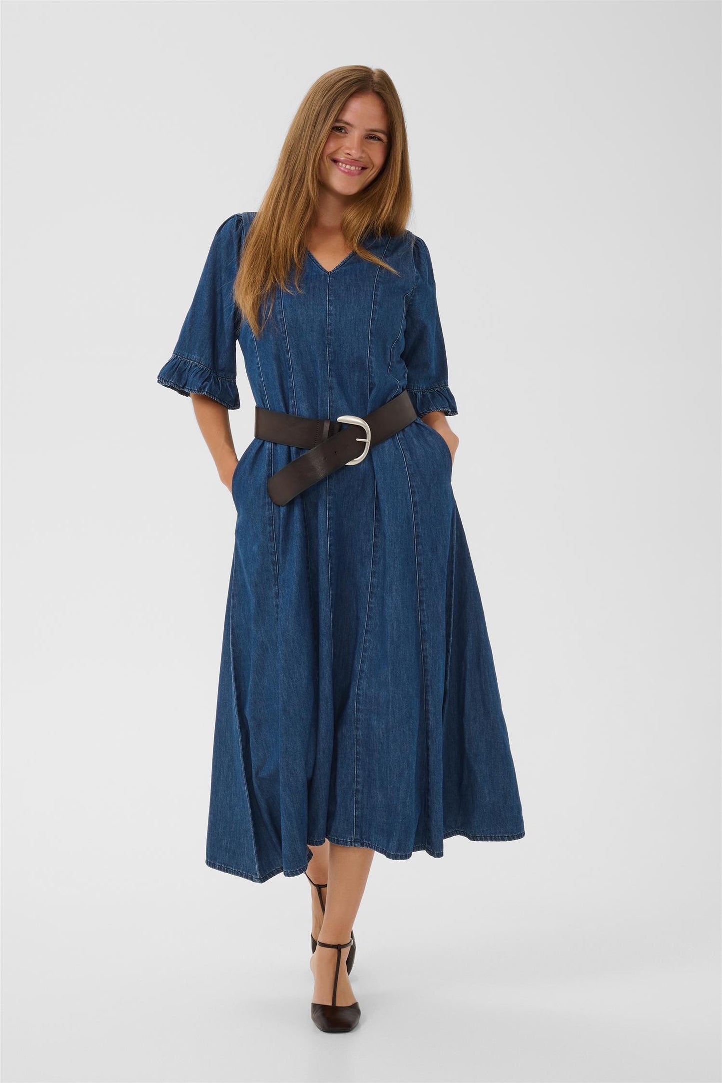 Culture Maxy Fitted Arpa Dress Dark Blue Wash