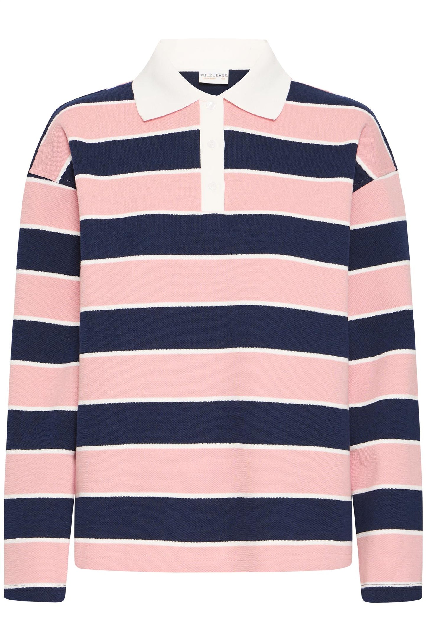 Pulz Ariel LS Tshirt Navy Rose Stripe