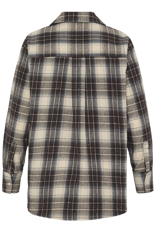 Pulz Kamma Oversized Shirt Beige/espresso