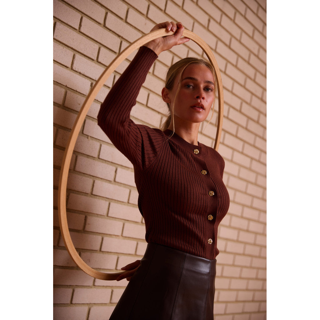 Rue de Femme Lope Knit Cardigan Potting Soil
