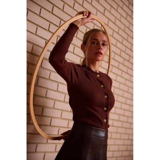 Rue de Femme Lope Knit Cardigan Potting Soil