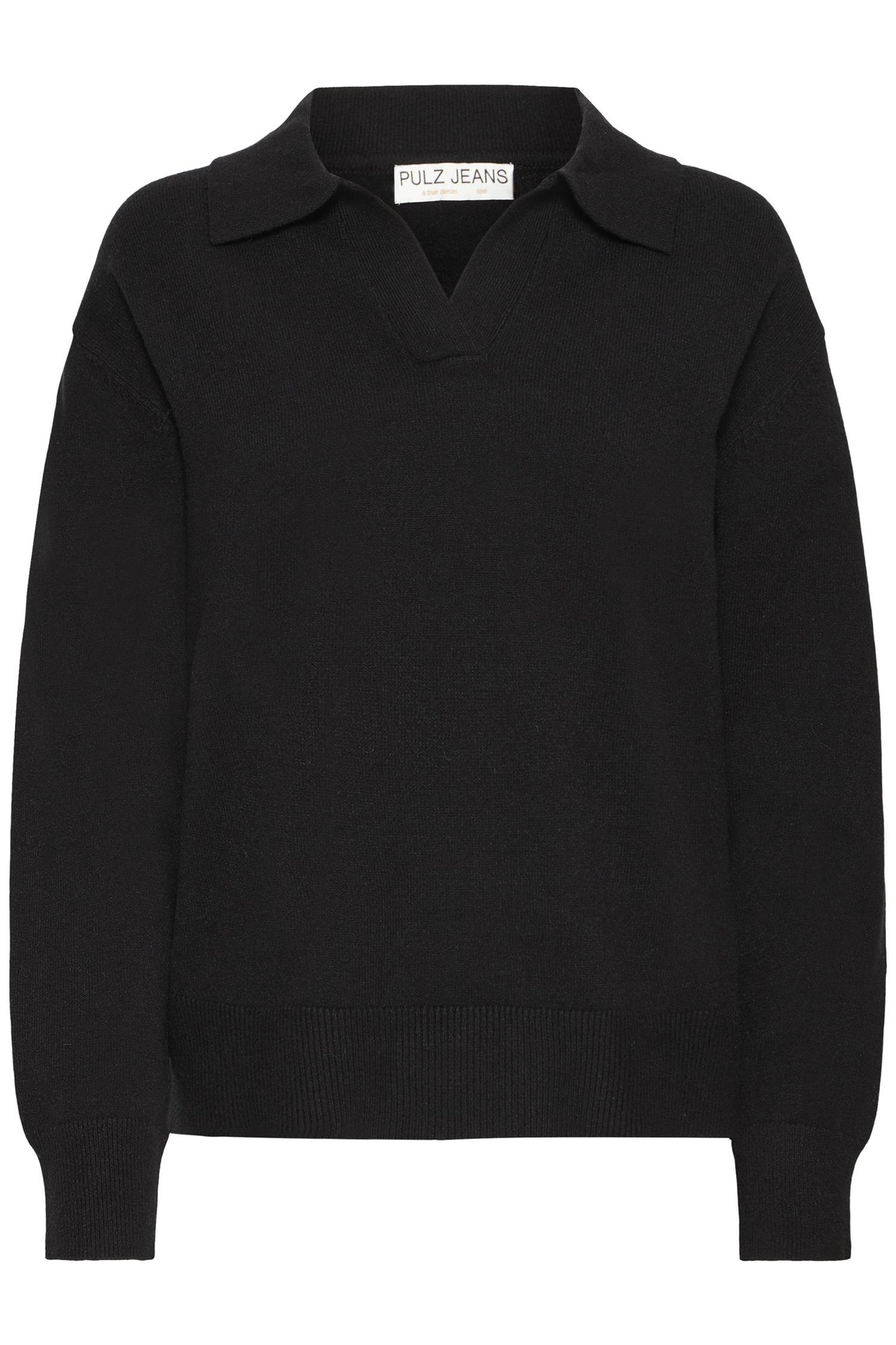 Pulz Steffi Open Polo Pullover Black Beauty