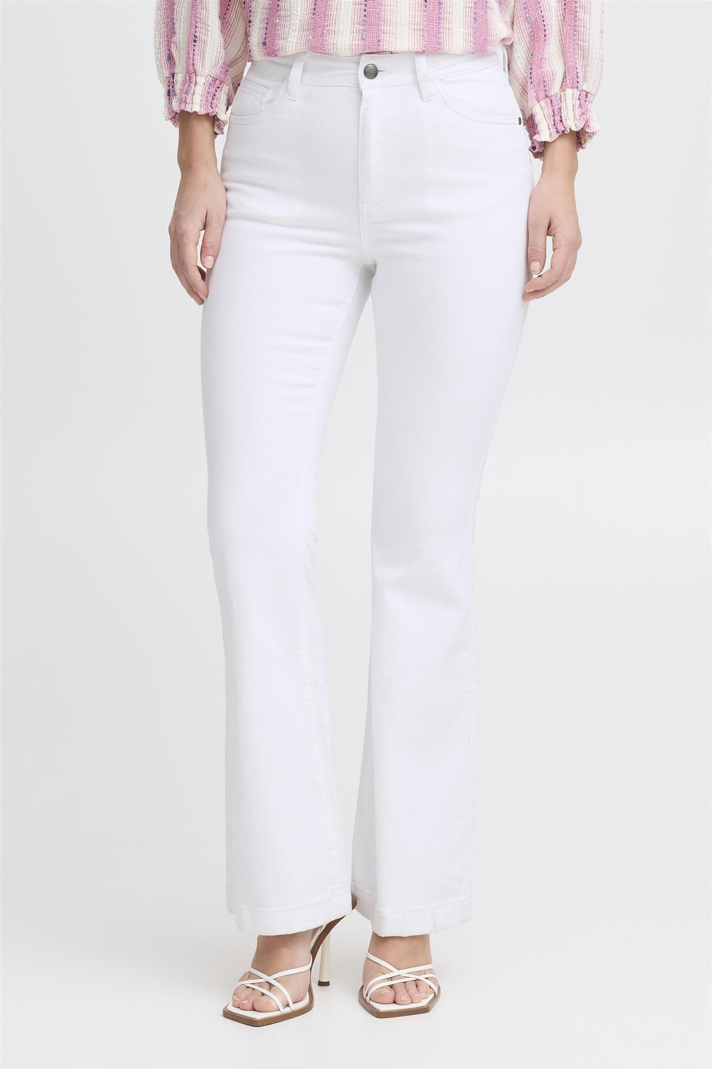 Pulz Becca UHW Bootcut Leg White Denim