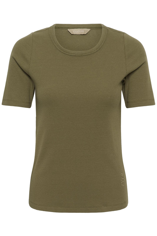 Culture Alyssa Rib T-Shirt Dusky Green