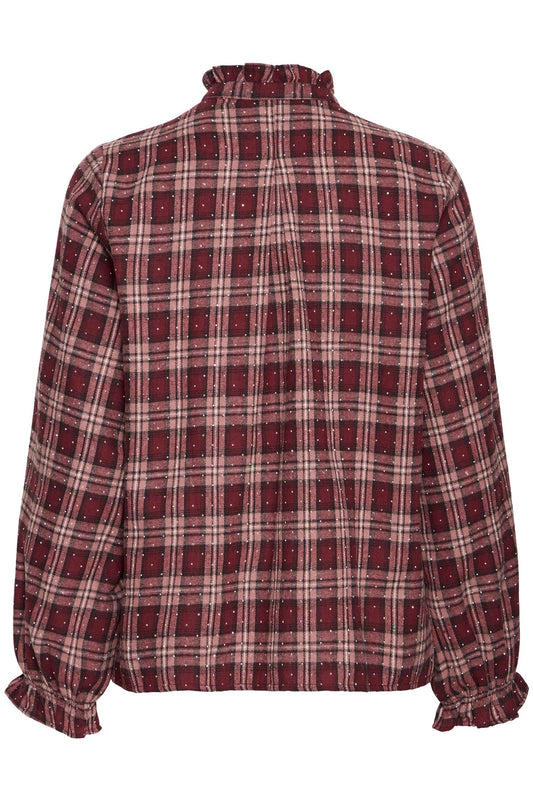 Pulz Katelyn LS Frill Shirt Red Rose