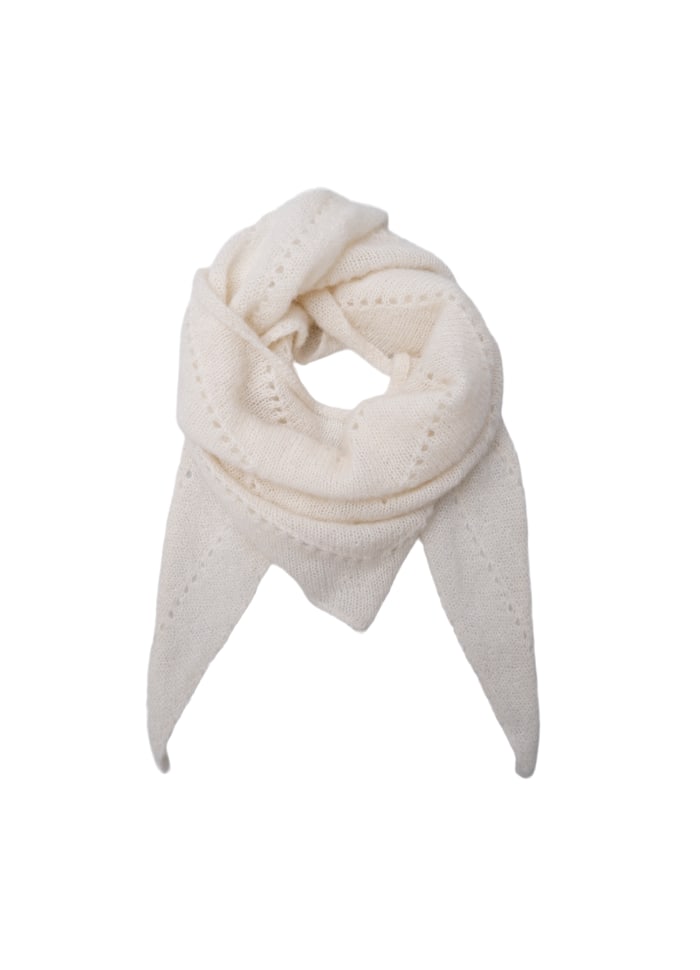 Black Colour Dell Knitted Mini Scarf Off White