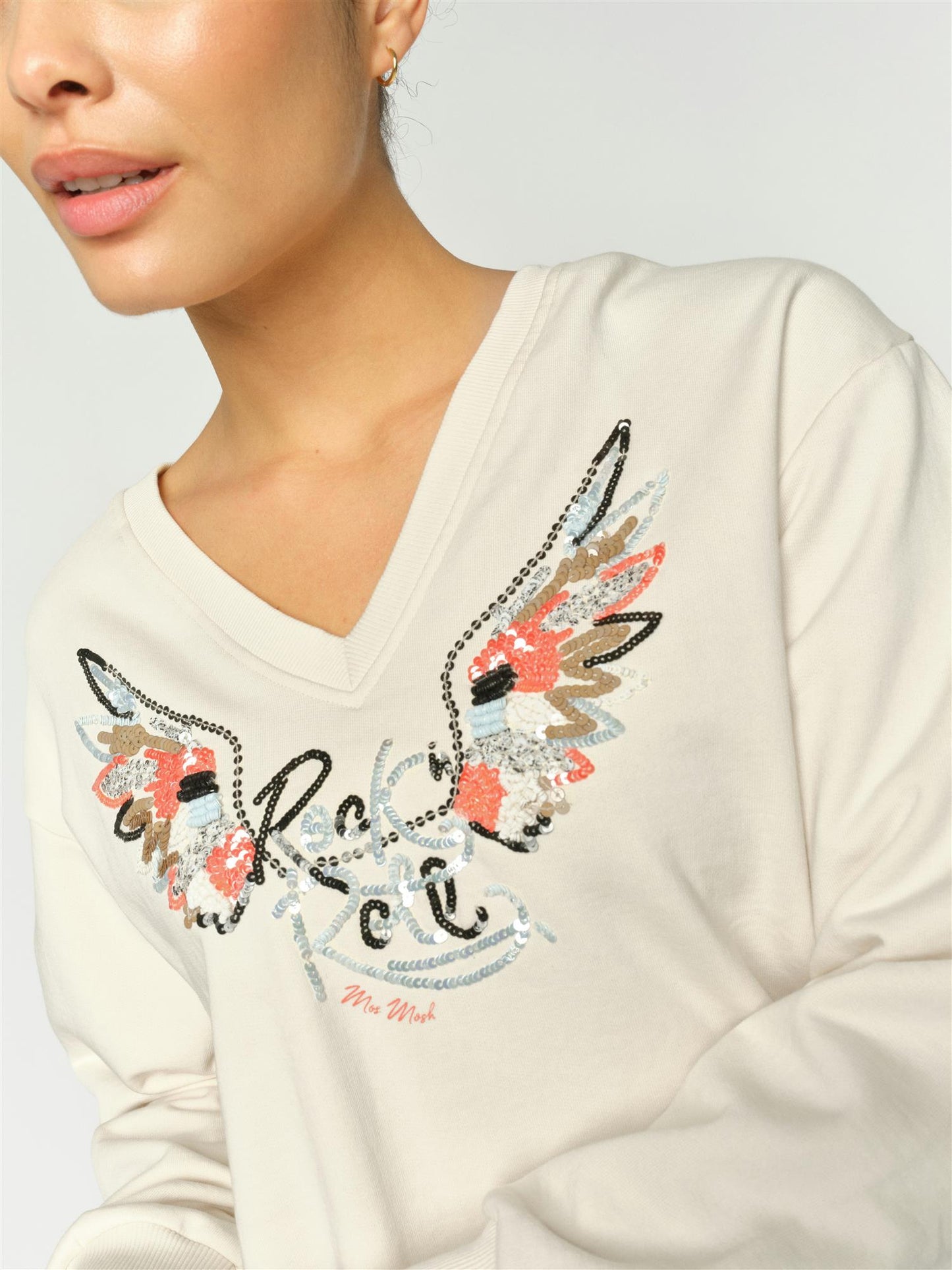 Mos Mosh Cosette V-LS Sweatshirt Ecru