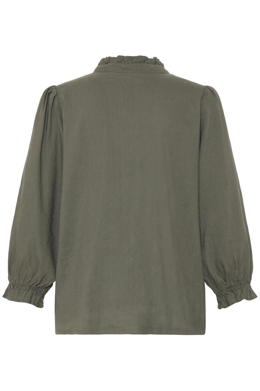 Pulz Luca Frill Blouse Deep Lichen Green