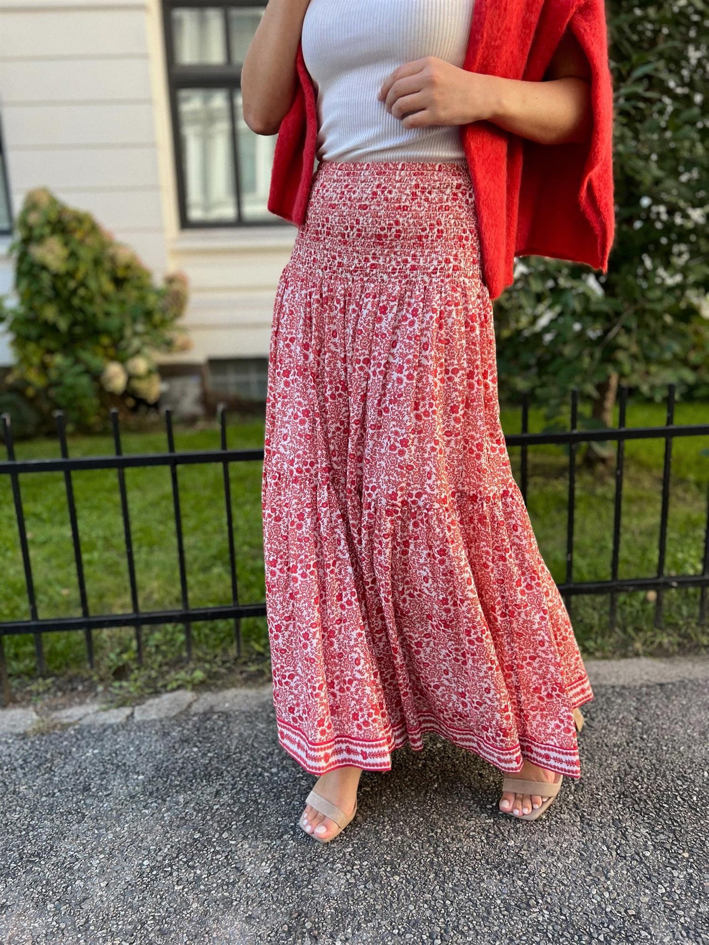 Rah Oslo Smock Skirt Red Print