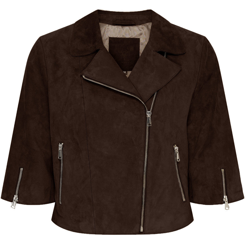 Notyz Cropped Suede Jacket Dark Chocolate Brown