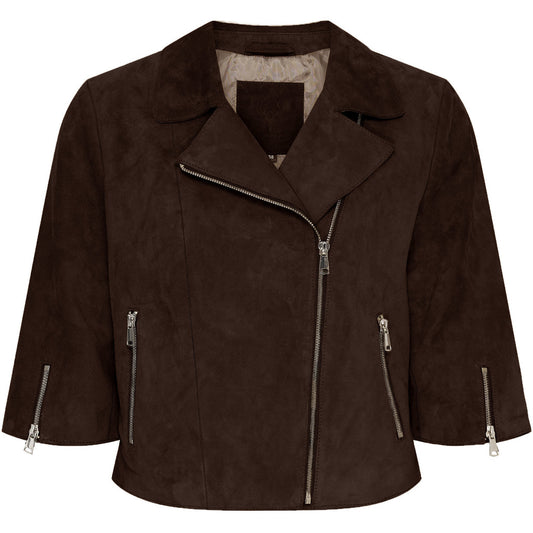 Notyz Cropped Suede Jacket Dark Chocolate Brown