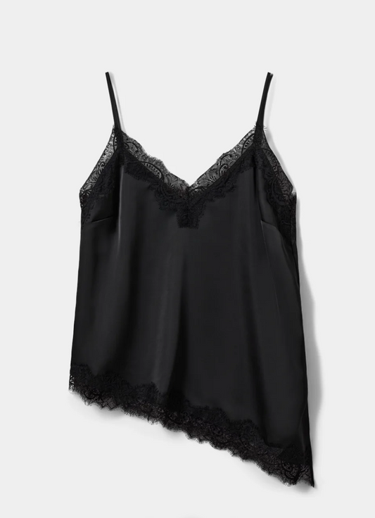 Sofie Schnoor Lewon Satin Lace Slip Top Black