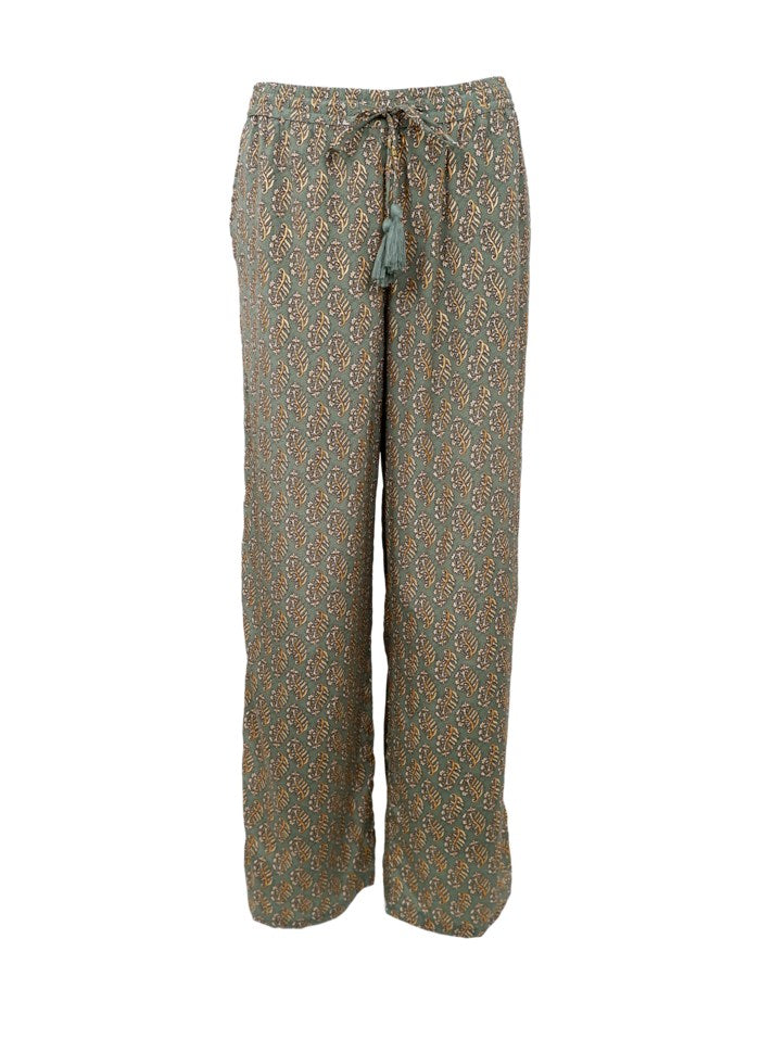 Black Colour Luna Straight Pant Olive Mist