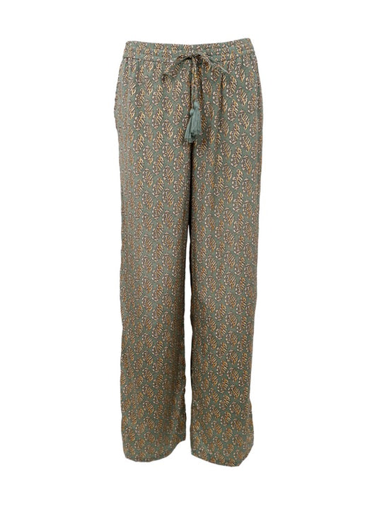Black Colour Luna Straight Pant Olive Mist