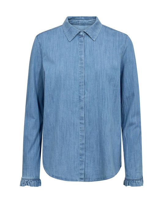 Mos Mosh Mattie Flip Denim Shirt Mid Blue