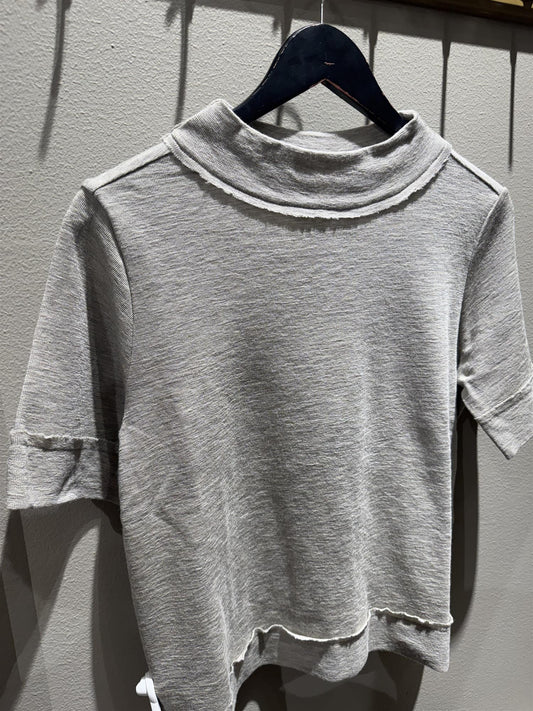 By Basics T-shirt w/ raw edges elephant melange