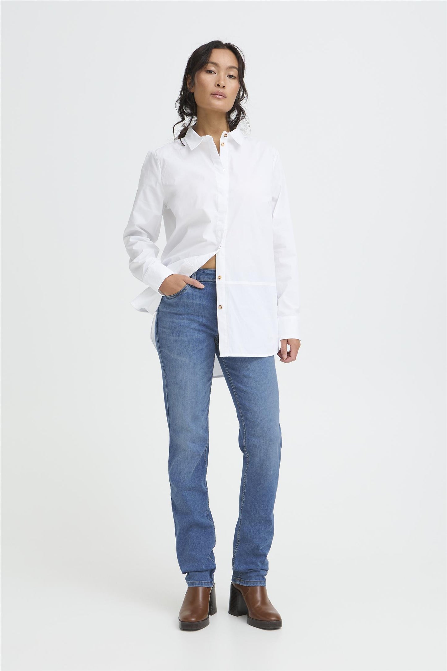 Pulz Emma HW Jeans Medium Straight Bright Medium Blue