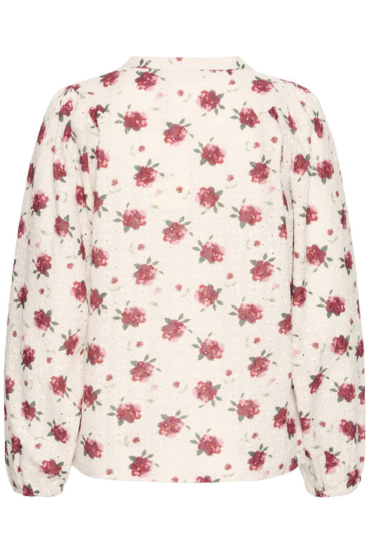 Pulz Willa LS Shirt White Red