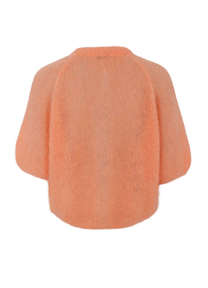 Black Colour Bjoerk Patent Knit Cardigan Peach