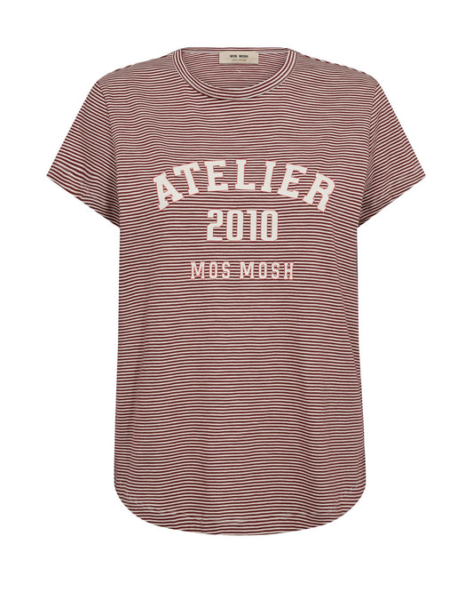 Mos Mosh Camp o-ss Stripe Tee Cowhide