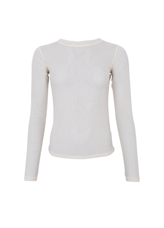 Black Colour Jessie Mesh Blouse Creme