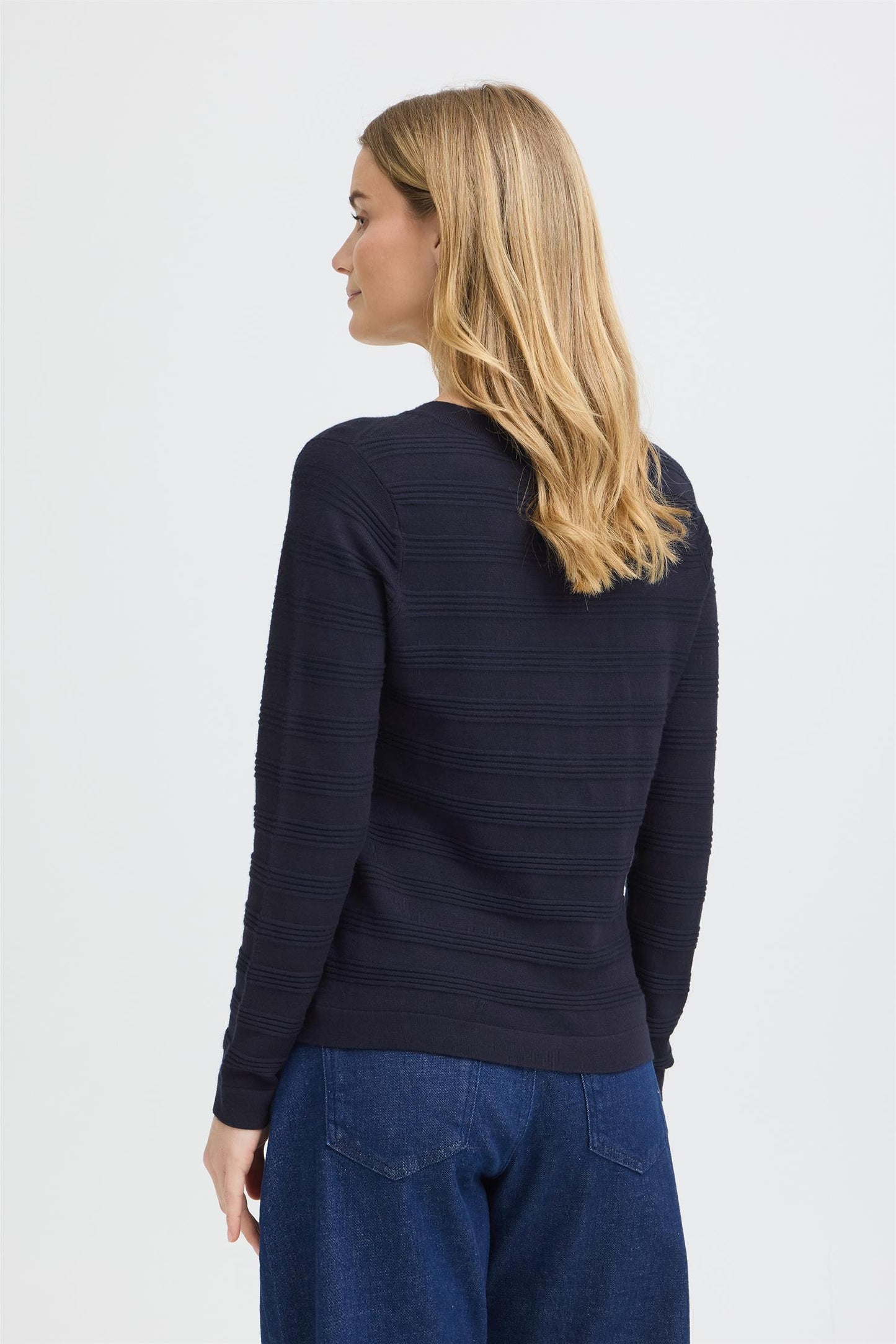 Pulz Sara Denim Mix Knit Dark Sapphire