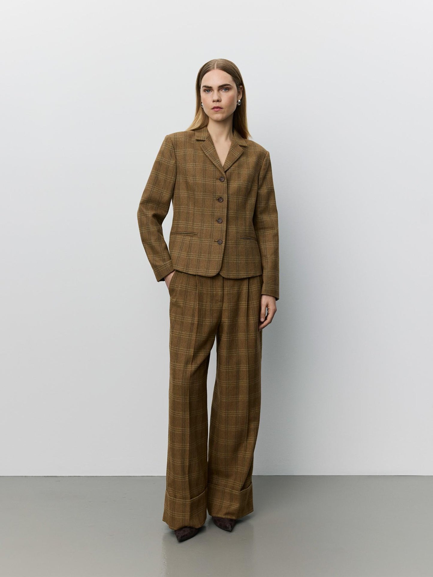 Sofie Schnoor Poppy Checked Blazer Maple Brown