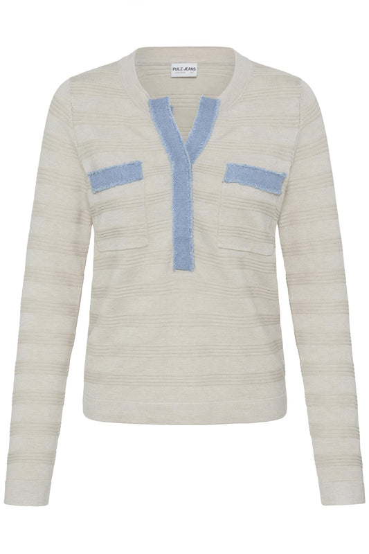 Pulz Sara Denim Mix Knit Birch Melange