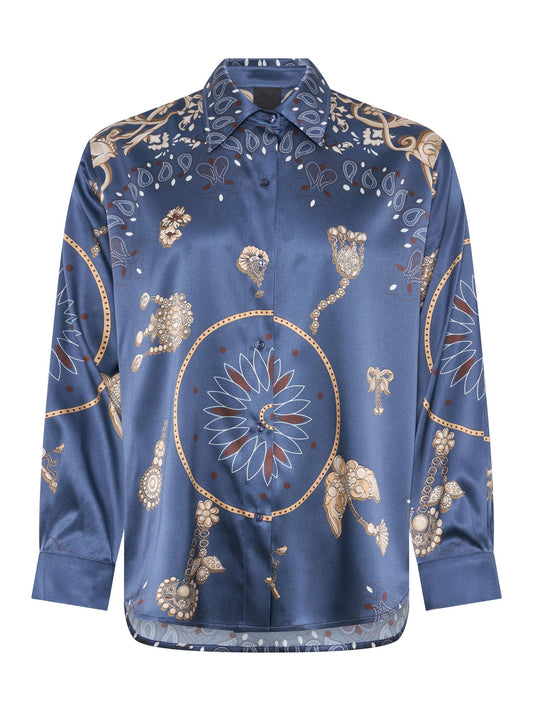 Ane Mone Oline Printed Blouse Shaded Blue