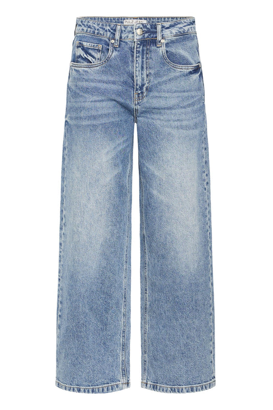 Pulz Dania HW Jeans Str Leg Med Blue