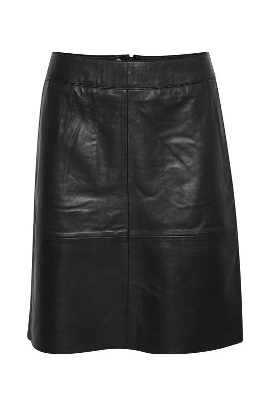 Culture Berta Leather Skirt Black